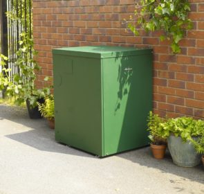 Outdoor oil fired boiler, part of an oil central heating system